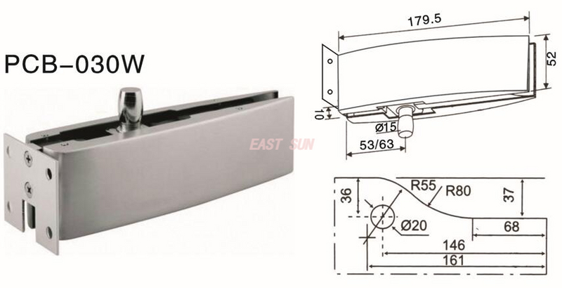 Накладная фурнитура для поворотной двери Dorma PCB-030W