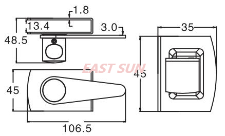 Хромированная защелка ручки на 180 градусов