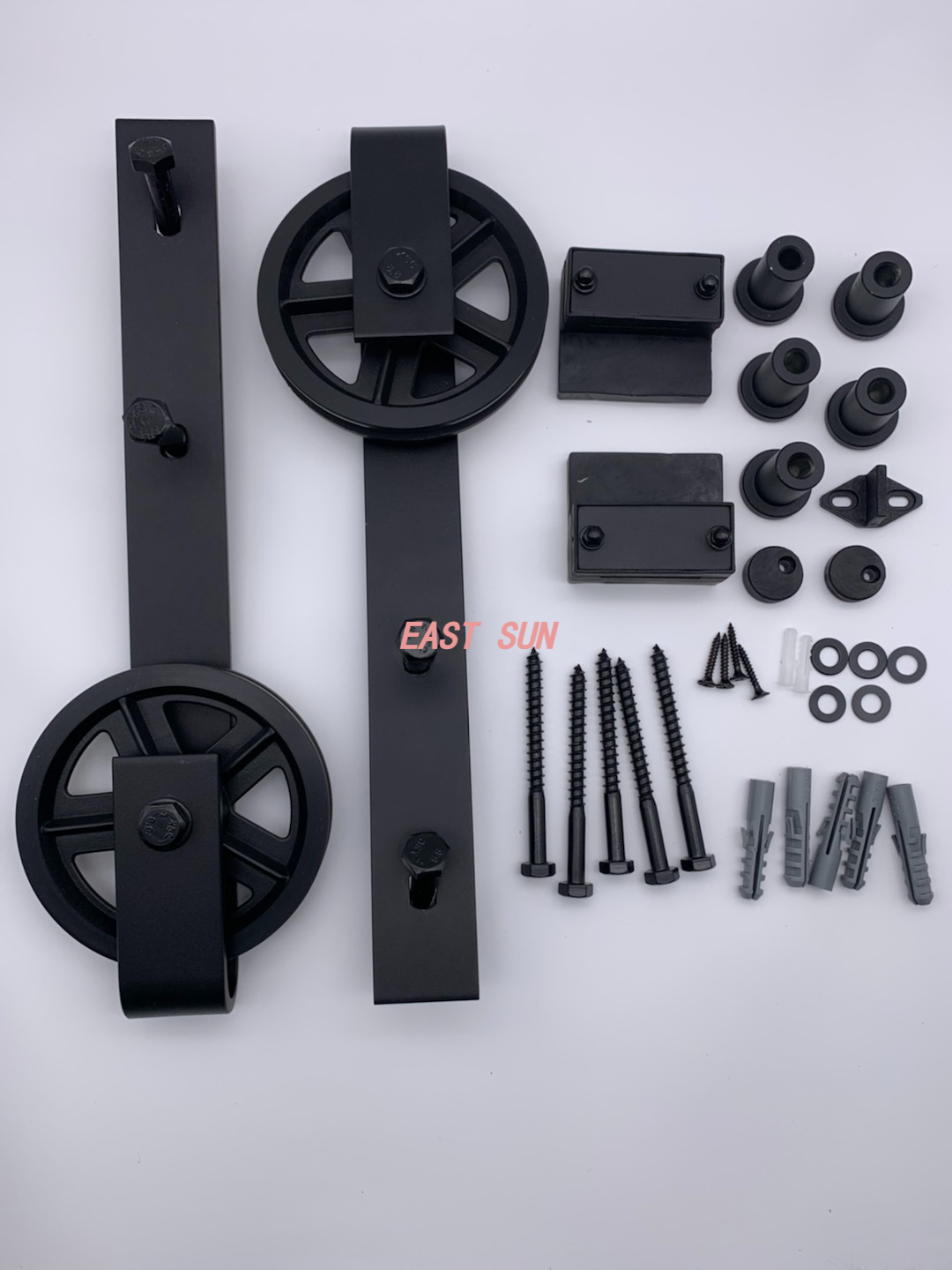 Комплект фурнитуры для раздвижных дверей сарая для двойных дверей с роликами с большими спицами