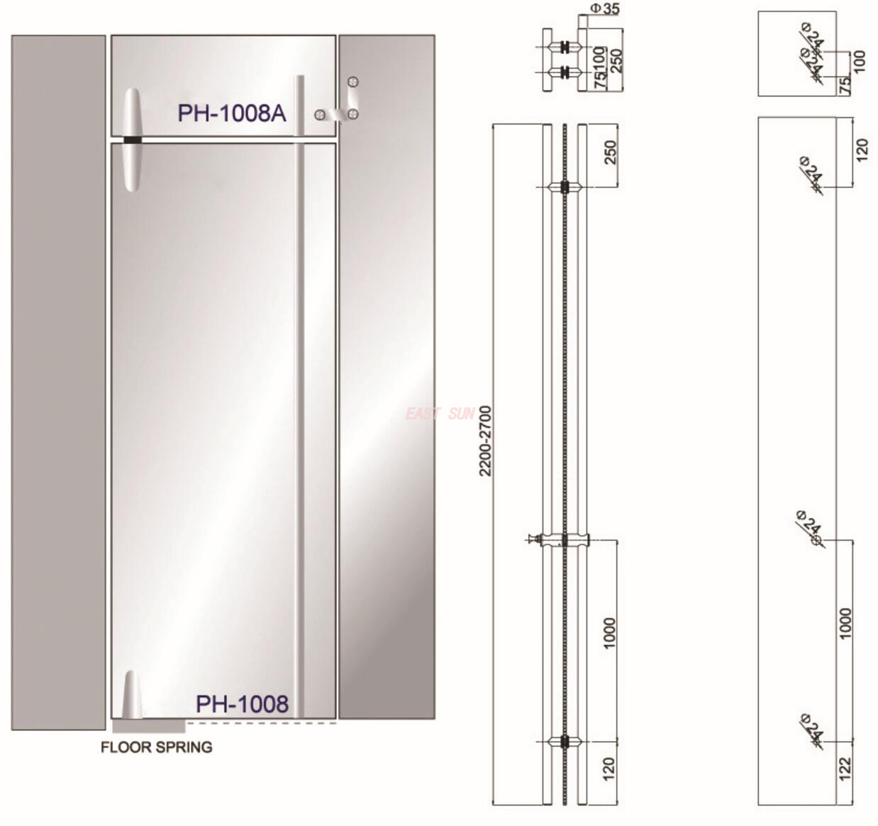 Ручки-замки Стеклянные замки PH-1008
