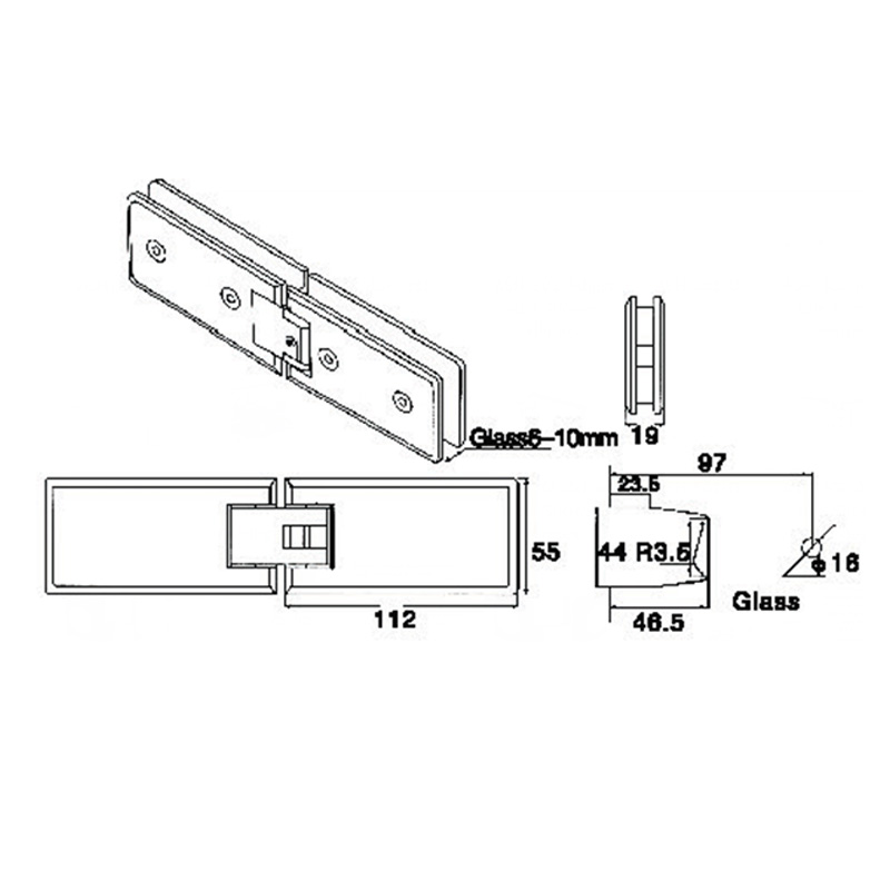 ASH-503-Регулируемые петли для душа