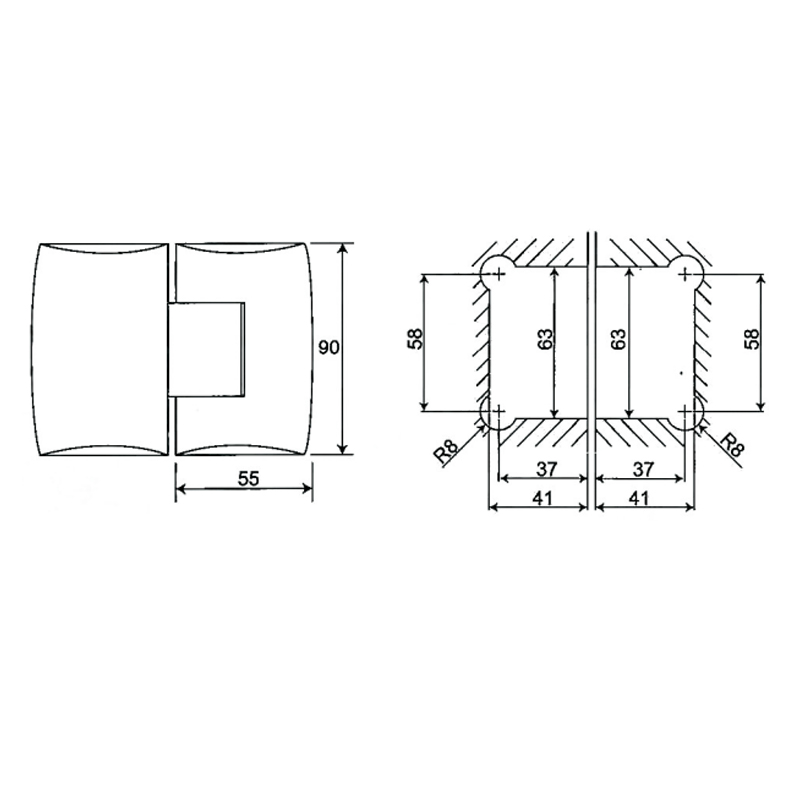 ESH-233-Петли для душевых дверей