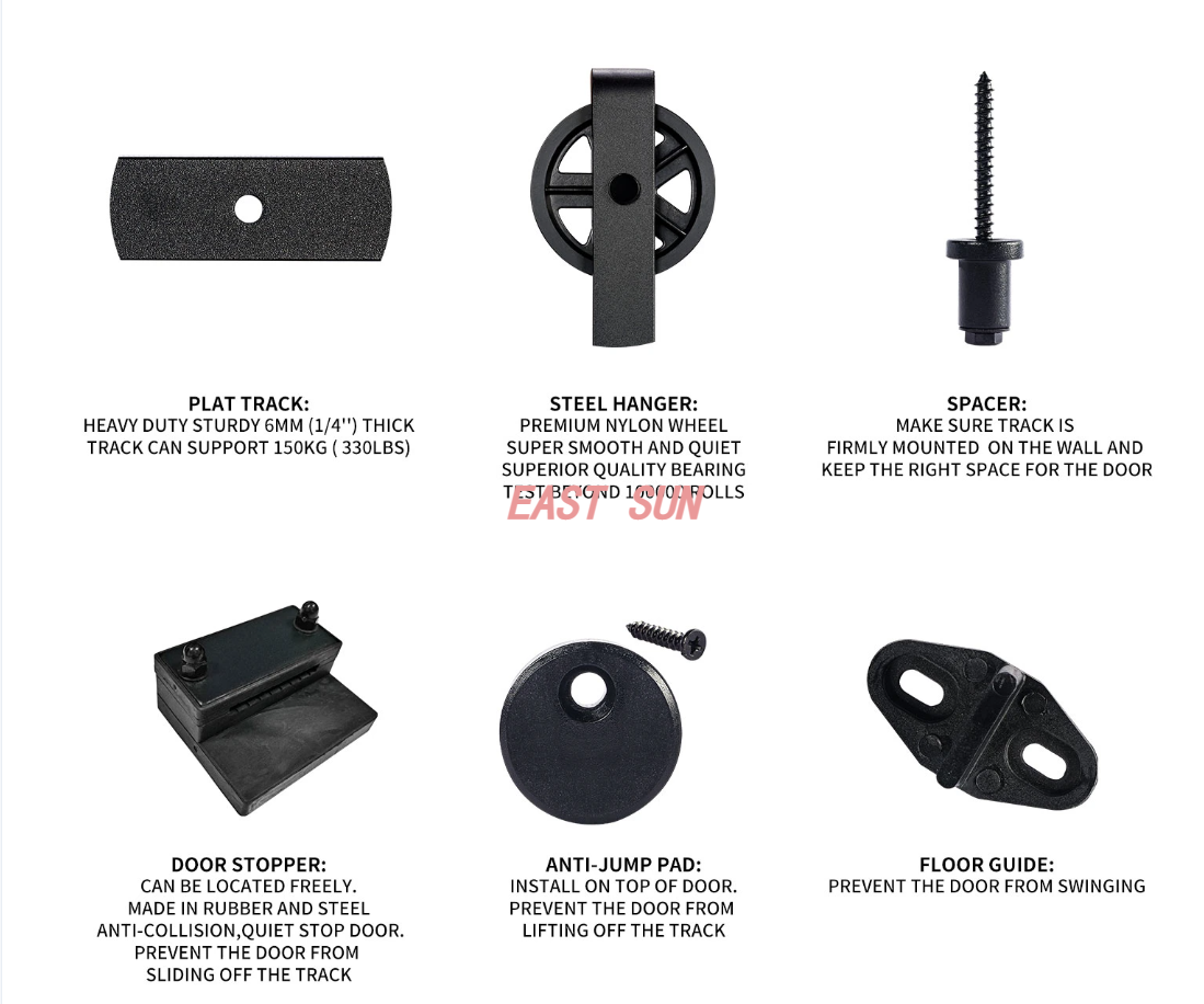 Комплект фурнитуры для раздвижных дверей сарая для двойных дверей с роликами с большими спицами