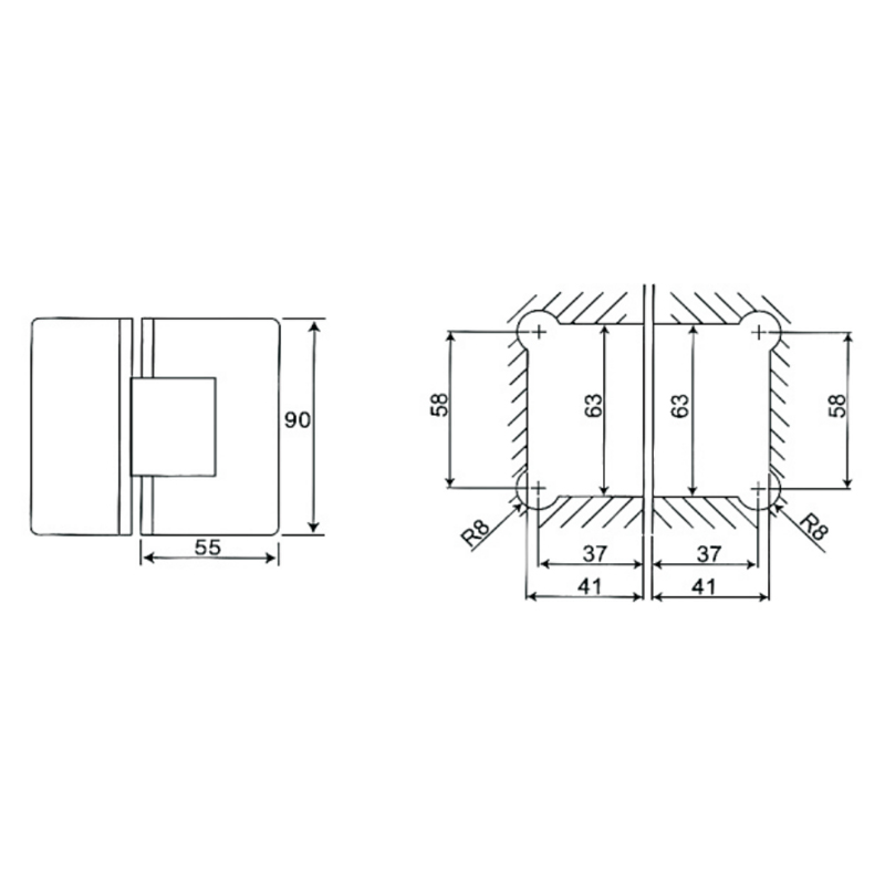 ESH-212-Петли для душевых дверей