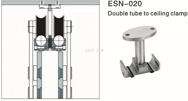 Двойная трубка раздвижной двери для потолочного зажима Dorma Design