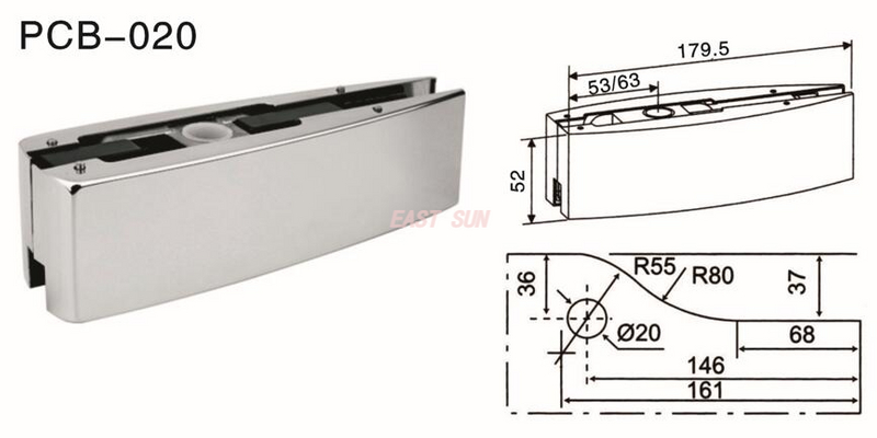 Накладная фурнитура для поворотной двери Dorma PCB-020