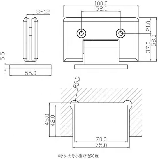 Сверхмощная полированная под углом 90 градусов хромированная стена к стеклянной петле душевой двери для стекла 1/2 '- 3/8' 