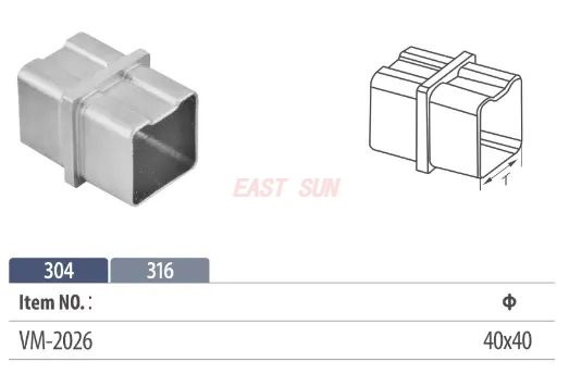 Фитинги для перил лестницы 304 316 Соединитель перил из нержавеющей стали для квадратной трубы