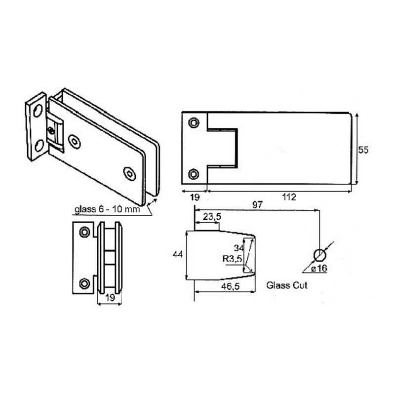 ASH-606-Регулируемые петли для душа