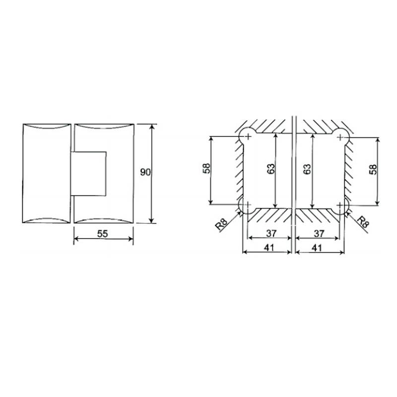 ESH-222-Петли для душевых дверей