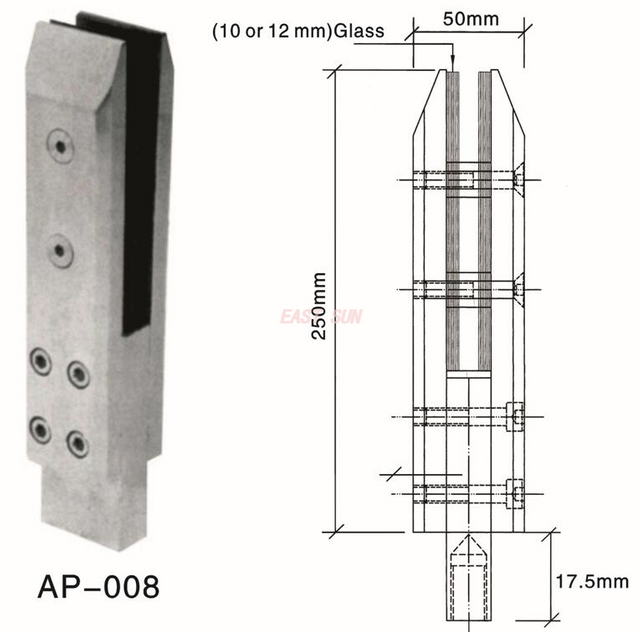 Spigot Duplex 2205 Регулируемый канадский стеклянный патрубок, напольный для ограждения бассейна AP-008