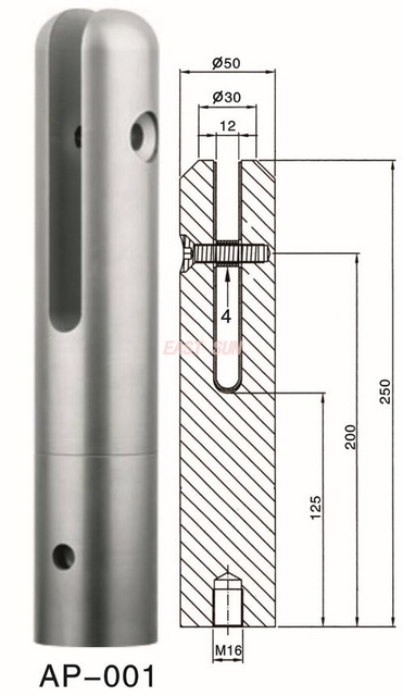 Ограждение бассейна с боковым креплением. Стеклянный патрубок. Черные стеклянные перила балюстрады. Крепление с одной стороны.