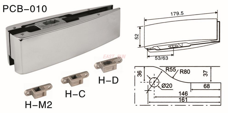 Накладная фурнитура для поворотной двери Dorma PCB-010