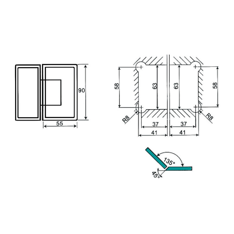 ASH-212-Регулируемые петли для душа