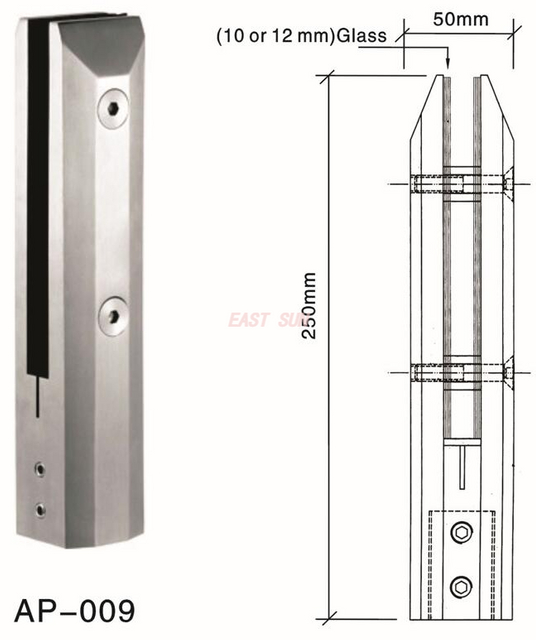 Spigot Duplex 2205 Регулируемый канадский стеклянный патрубок, напольный для ограждения бассейна AP-009