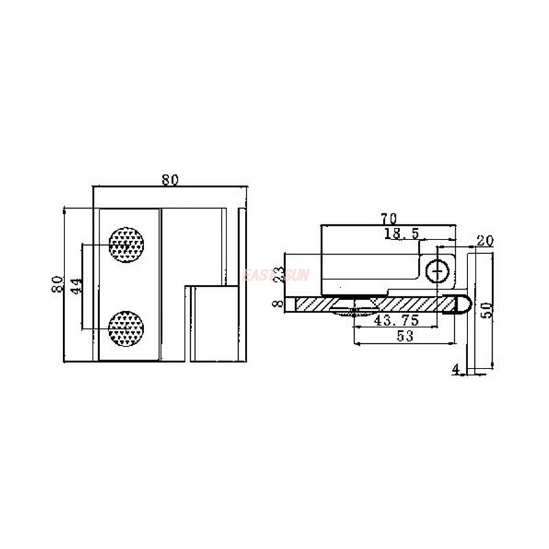 бескаркасная петля для душевой двери