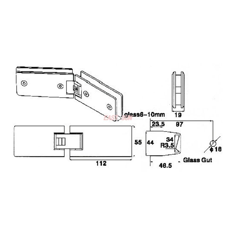 петли для стеклянной душевой двери