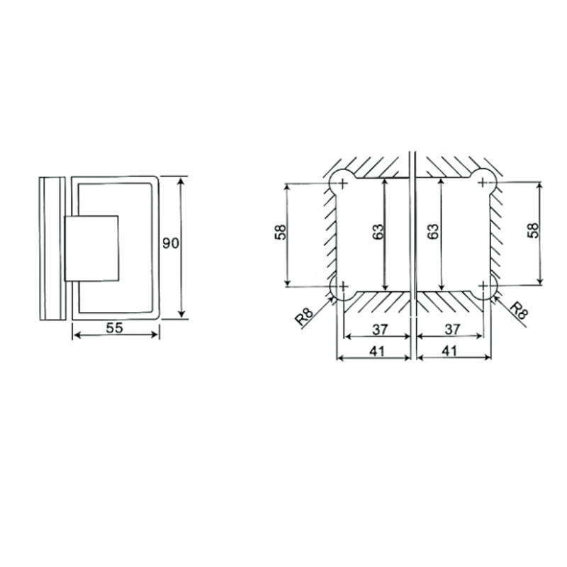 ESH-304-Петли для душевых дверей